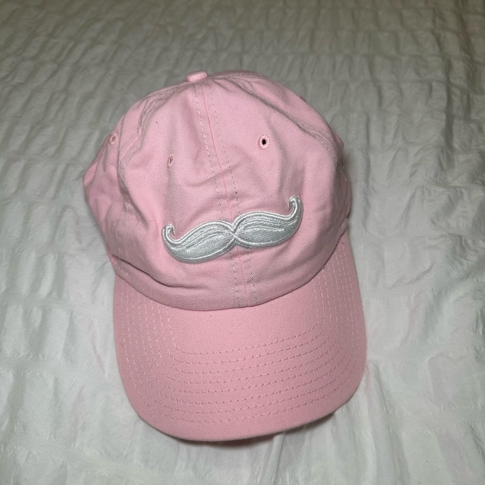 Pink Cap with Embroidered Mustache